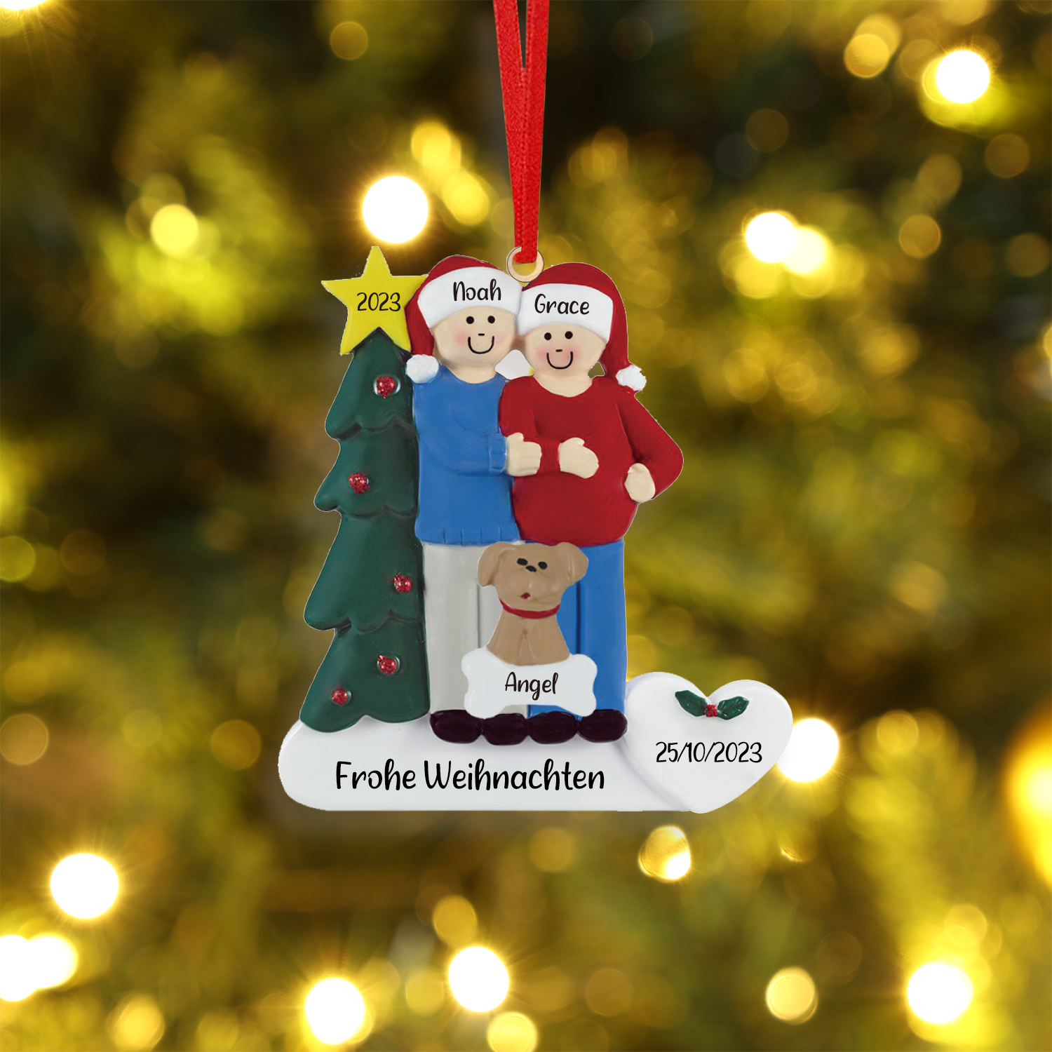 3 Names - Personalised Wooden Christmas Ornaments with Pet Names Customised Text & Date Xmas Decor Gifts for Family Friends-Jessemade AU