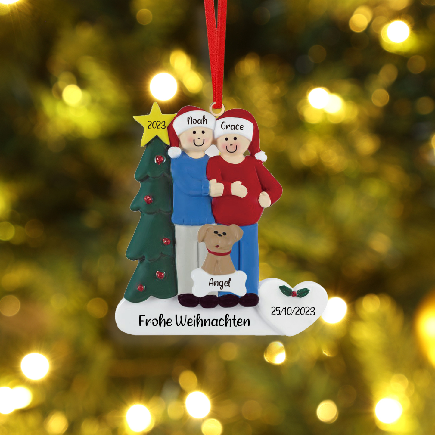 3 Names - Personalised Wooden Christmas Ornaments with Pet Names Customised Text & Date Xmas Decor Gifts for Family Friends-Jessemade AU