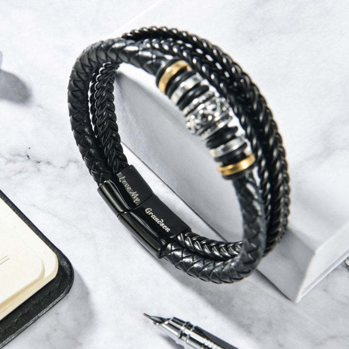 To My Grandson Leather Bracelet "A BOND THAT CAN’T BE BROKEN“ Inspirational Gifts for Grandson-Jessemade AU