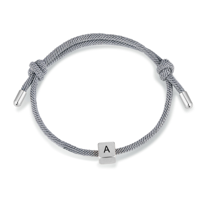 Grey Couple's Bracelet Custom Letter Engraved Beads Stainless Steel Bracelet Personalised Gift for Him/Her-Jessemade AU
