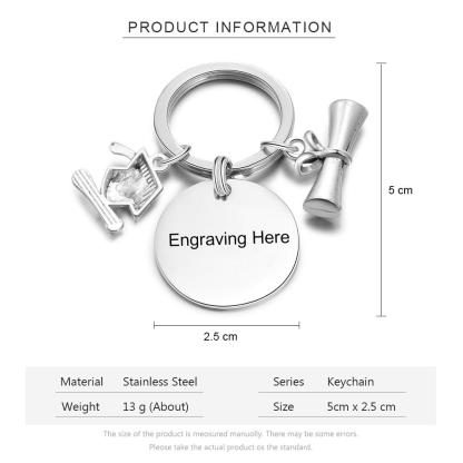 Graduation Keychain Personalised with Engraving Charms-Jessemade AU