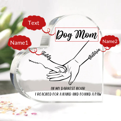 Personalised Acrylic Heart Keepsake Custom 2 Names & Text Dog/Cat Paw Ornaments Gifts for Mother/Father/Pet Lovers-Jessemade AU