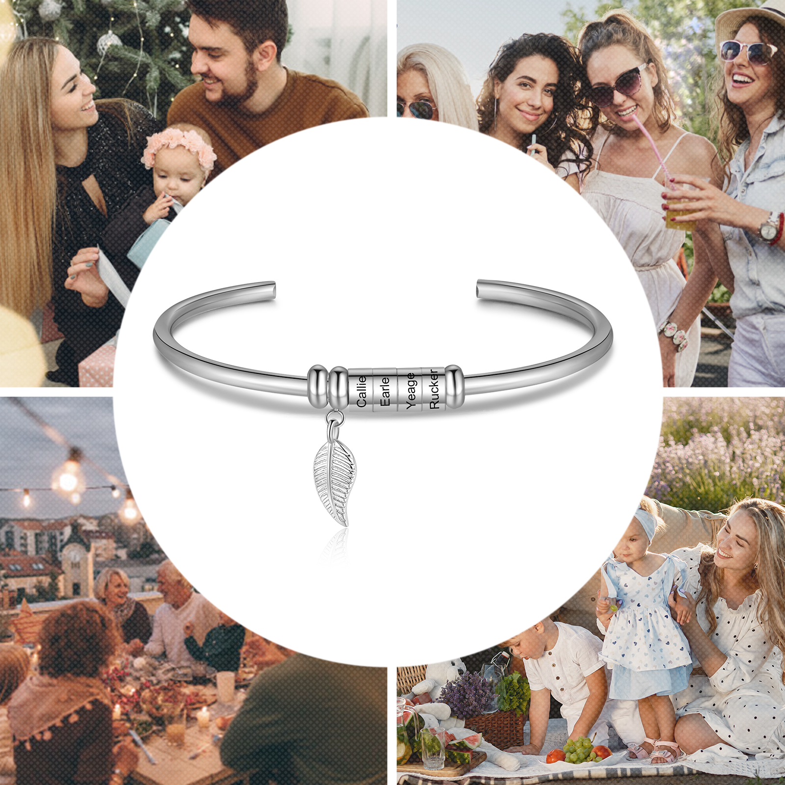 4 Beads Bracelet with a leaf-Jessemade AU