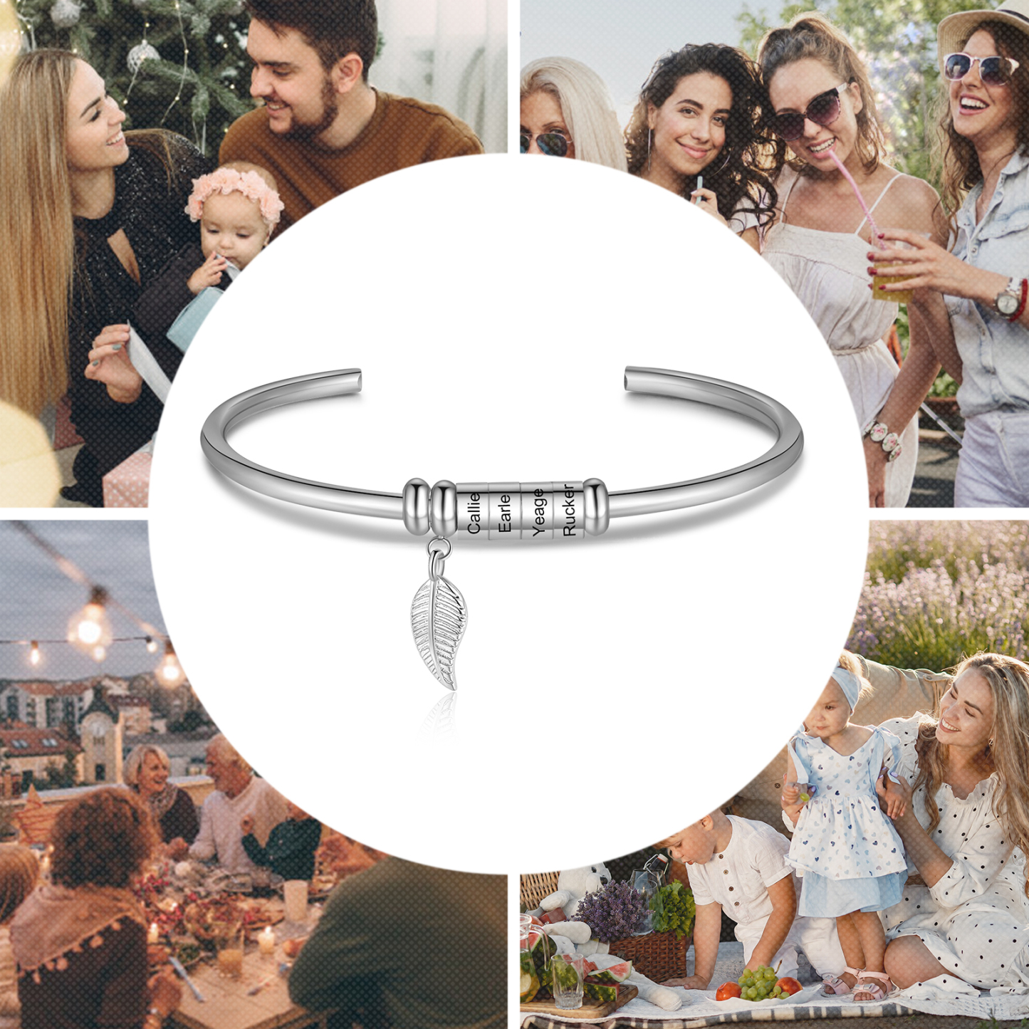 4 Beads Bracelet with a leaf-Jessemade AU