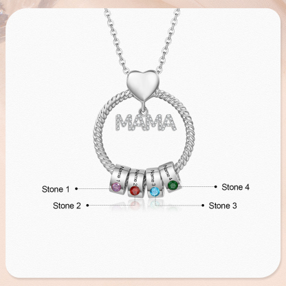 4 Names - Personalised Mama Circle Pendant Necklace Custom Names & Birthstones Necklace Mother's Day Gifts-Jessemade AU