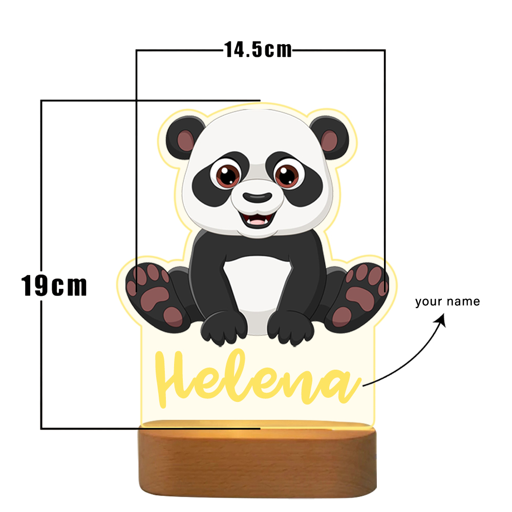 Personalised Name Acrylic Panda Night Light LED Lamp Gifts For Kids-Jessemade AU