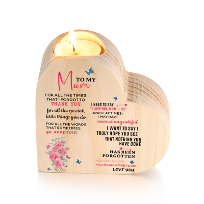 To My Mum-Wooden Heart Candle Holder Flower Candlesticks "I forgot to thank you" Gifts For Mother-Jessemade AU