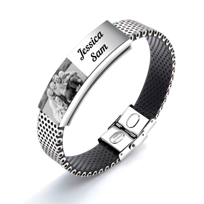 Personalised Photo Bracelet Custom Magnet Men's Bracelet Bangle Gifts For Him-Jessemade AU