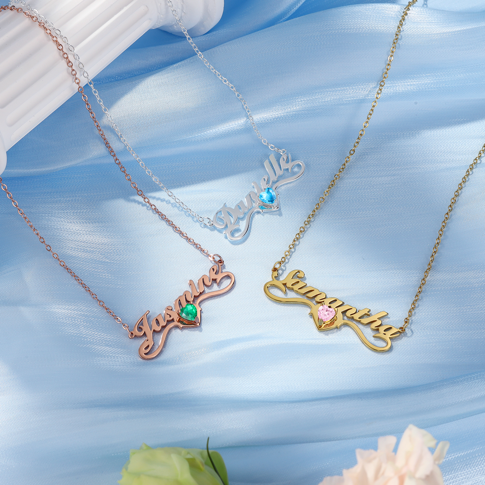 Personalised Women's Necklace Customised Name & Birthstone Necklace Birthday Gift for Her-Jessemade AU
