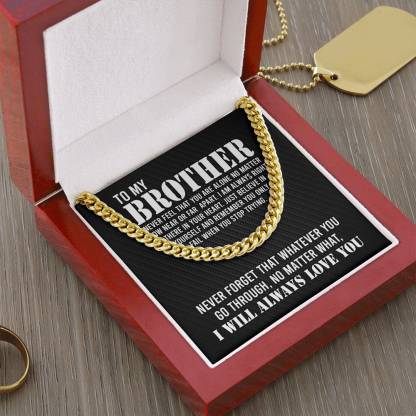 To My Brother Cuban Link Chain Necklace Stainless Steel Necklace Gift Set "I Will Always Love You" Gift for Brother-Jessemade AU