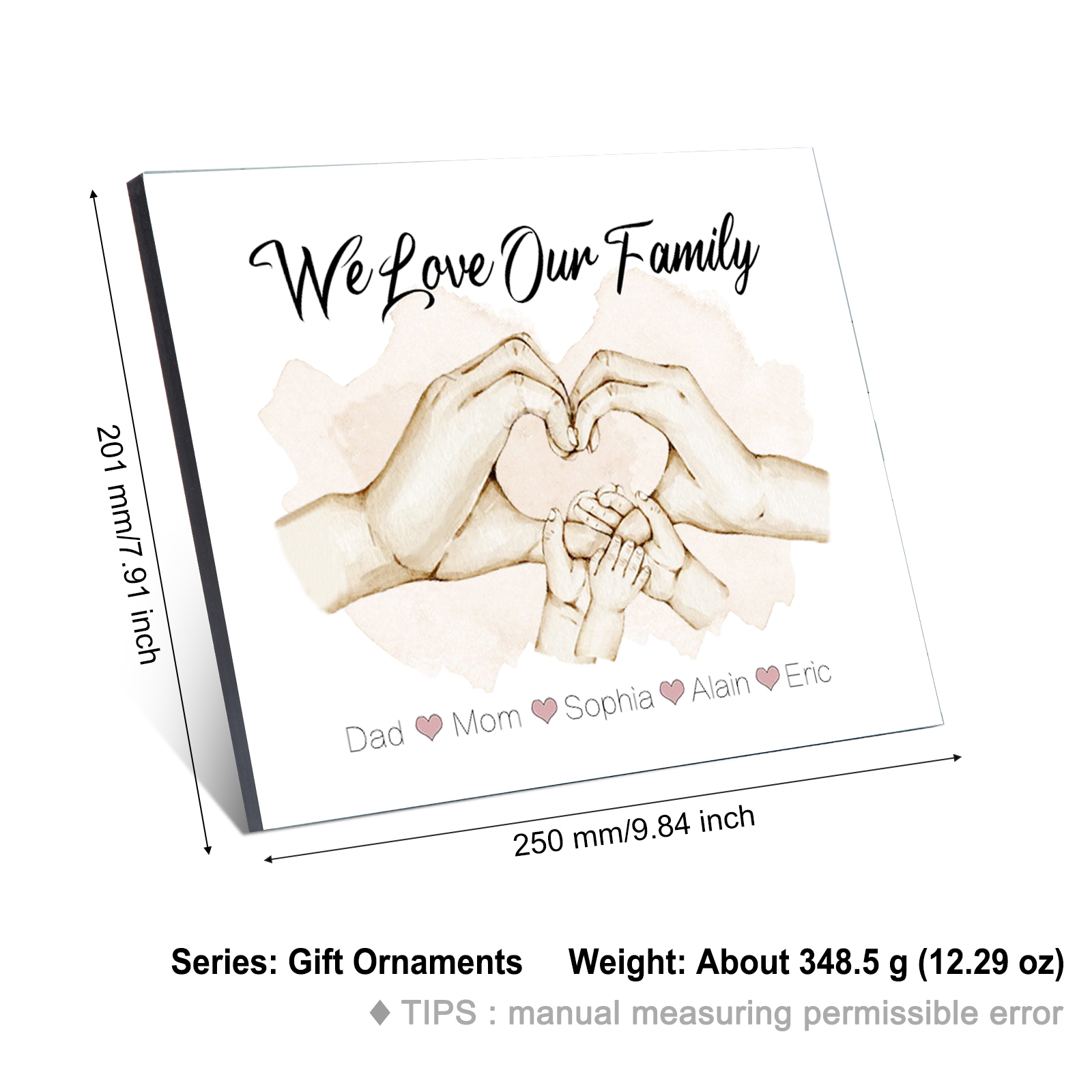 Personalised Heart Holding Hands Picture Board Custom 5 Names Family Keepsake Wood Signs Photo Frame-Jessemade AU