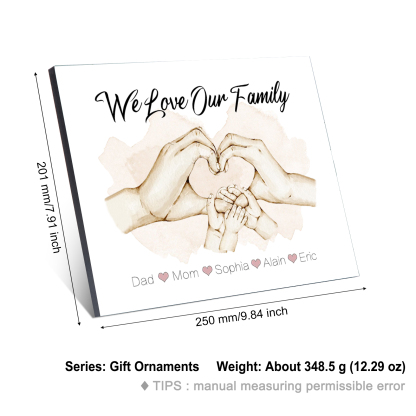 Personalised Heart Holding Hands Picture Board Custom 5 Names Family Keepsake Wood Signs Photo Frame-Jessemade AU