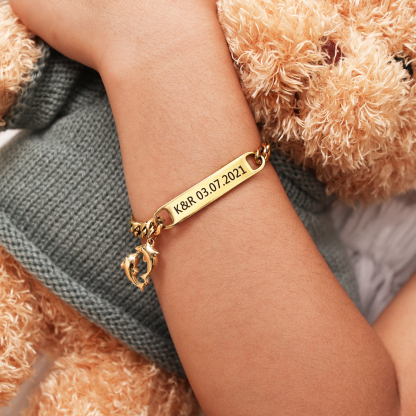 Baby Name Bracelet Personalised 1 Name Bracelet Dolphin Customised Bracelet Child Gift-Jessemade AU