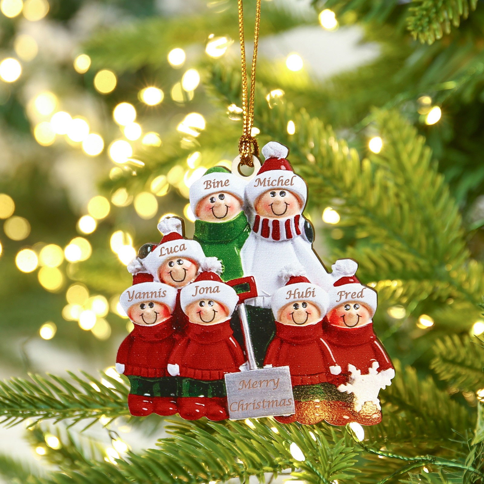 7 Names - Personalised Christmas Tree Ornaments Wooden Christmas Decor with Name Gifts for Family Friends-Jessemade AU