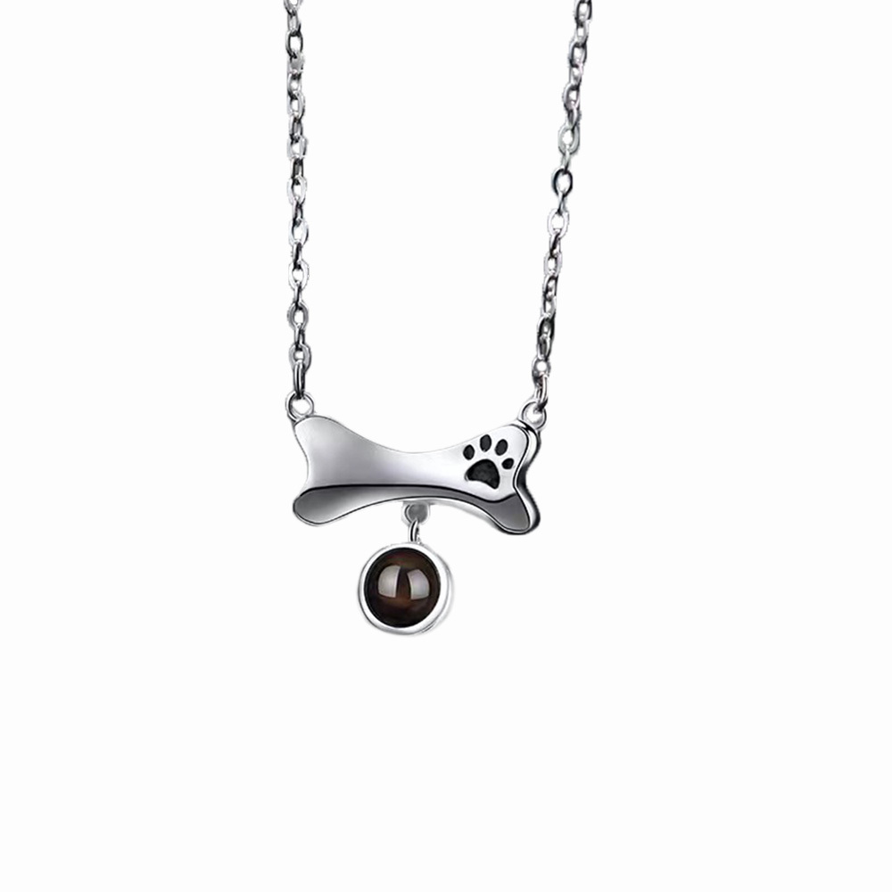 Personalised Dog Bone Projection Necklace Custom Photo Necklace Creative Gift-Jessemade AU