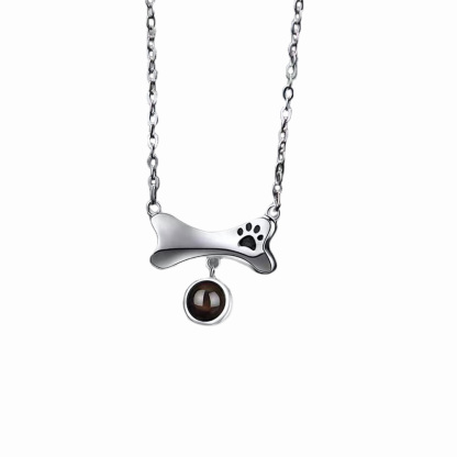 Personalised Dog Bone Projection Necklace Custom Photo Necklace Creative Gift-Jessemade AU