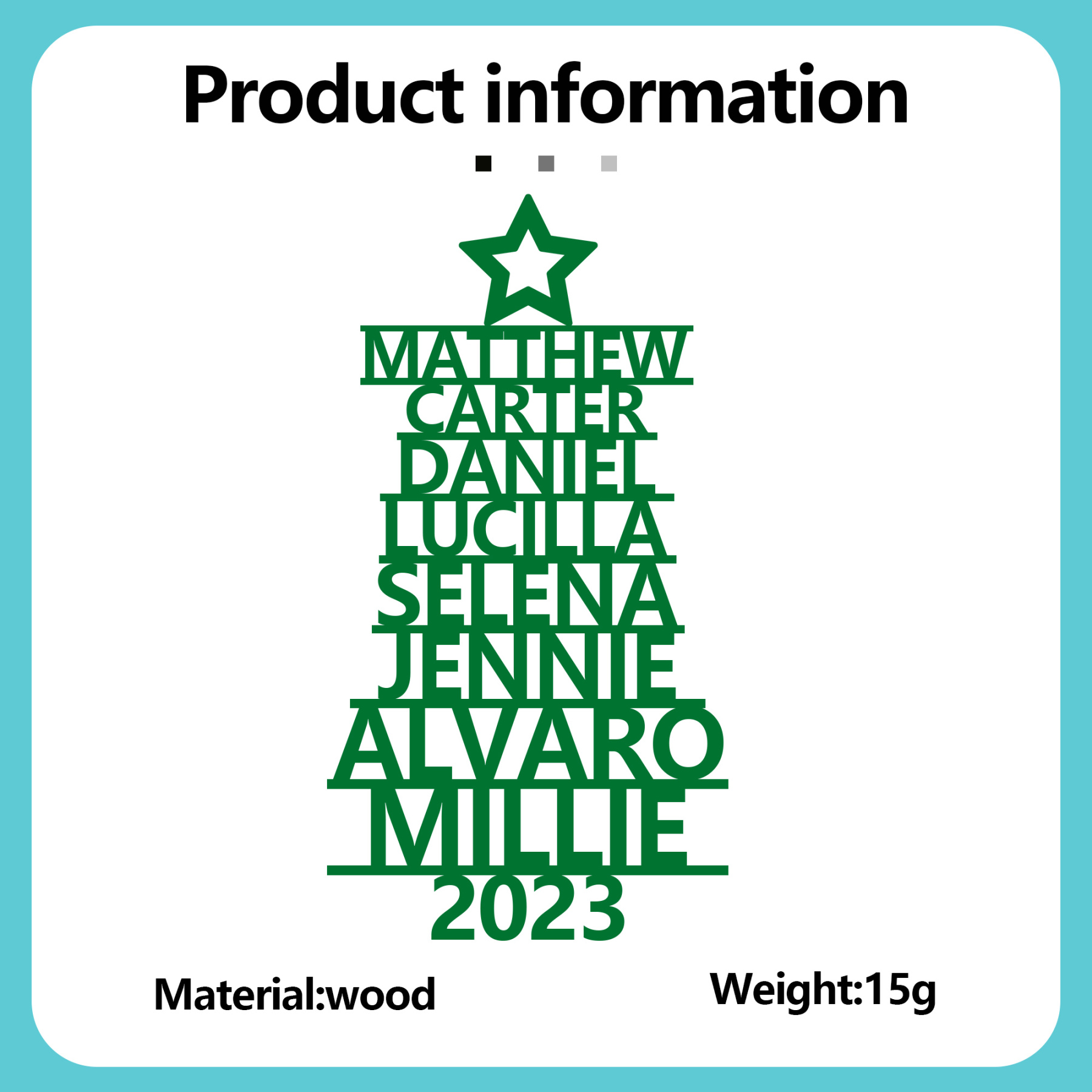 8 Names - Personalised Christmas Tree Ornaments Customised Name Xmas Wooden Decor Gifts for Family Friends-Jessemade AU