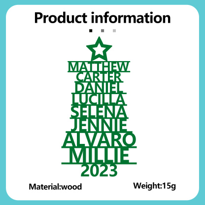 8 Names - Personalised Christmas Tree Ornaments Customised Name Xmas Wooden Decor Gifts for Family Friends-Jessemade AU