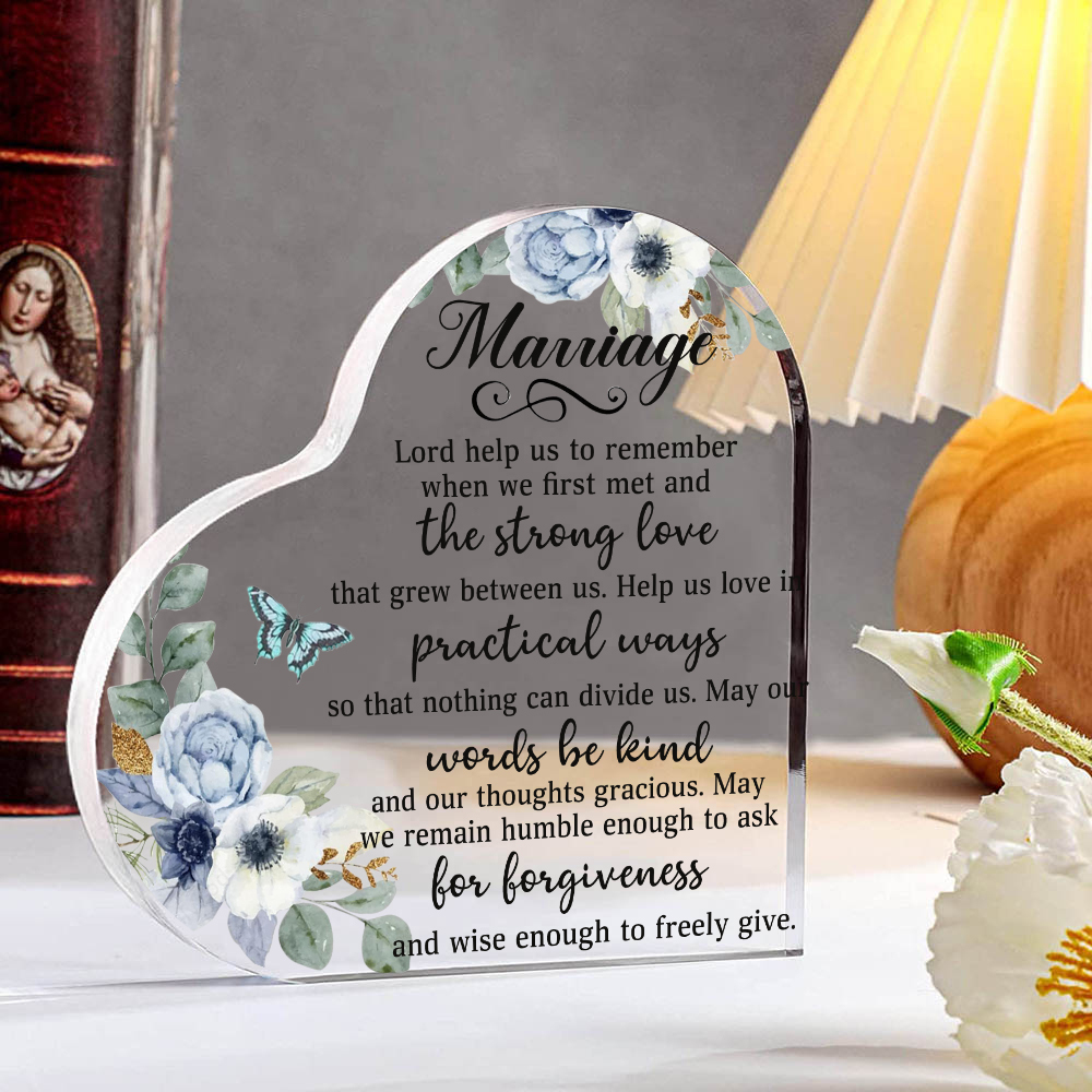 Marriage Acrylic Heart Keepsake Couple Ornament Valentine's Day Gift For Him/Her-Jessemade AU