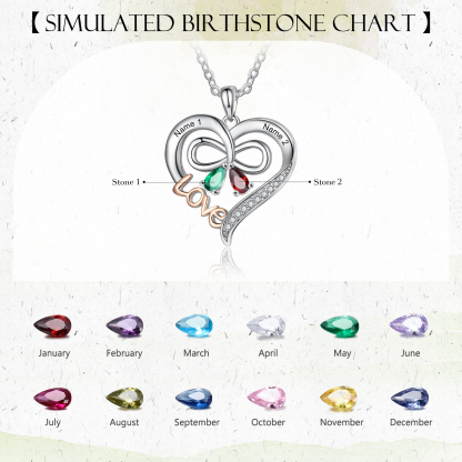 LOVE Heart Necklace with Birthstone Engraved Name Personalised Name Butterfly Necklace Gifts for Her-Jessemade AU