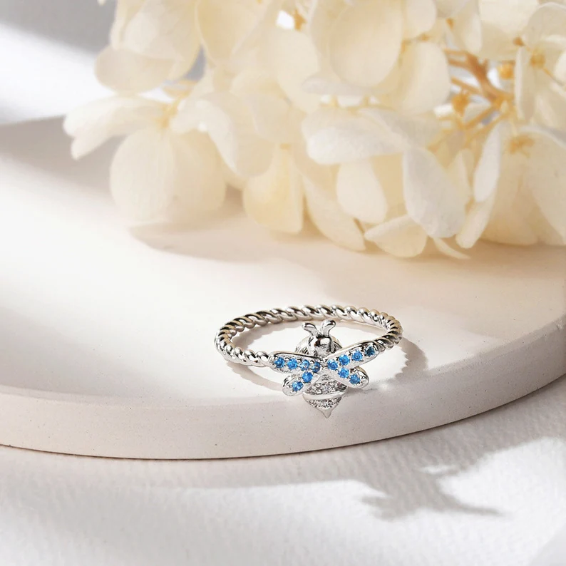 For Daughter-S925 Bee Fidget Ring Anxiety Spinning Ring" It Can Drive Away Your Anxiety"-Jessemade AU