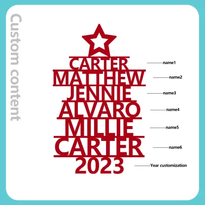 6 Names - Personalised Christmas Tree Ornaments Customised Name Xmas Wooden Decor Gifts for Family Friends-Jessemade AU