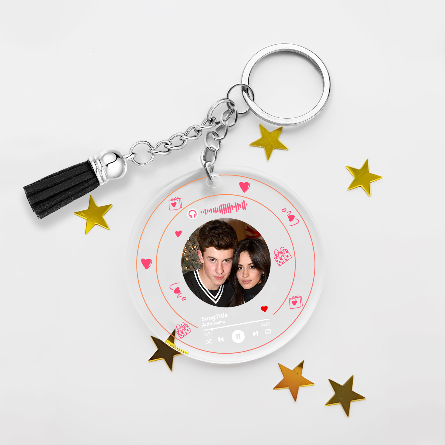 Personalised Spotify Code Keyring Custom Photo Acrylic Scannable Music Keychain Valentine's Day Gift for Couples-Jessemade AU