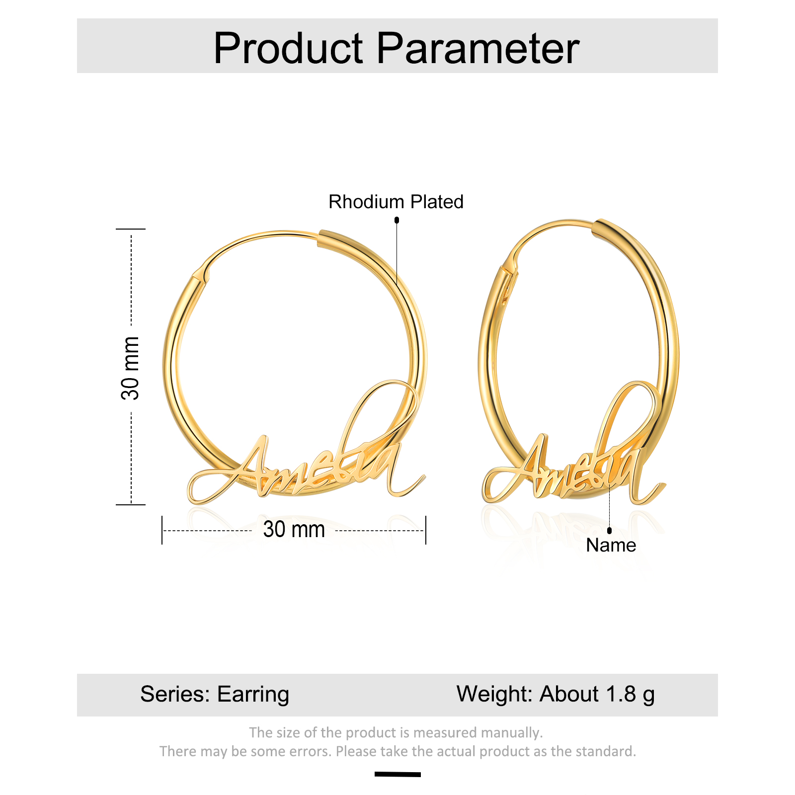 Personalised Name Circle Earring Customised Women's Hoop Earrings Gifts for Her-Jessemade AU
