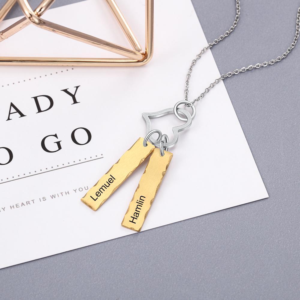 Personalised Double Bar Necklace With Heart-Jessemade AU