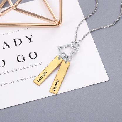 Personalised Double Bar Necklace With Heart-Jessemade AU