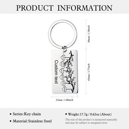Custom Family Tree Keychain with 6 Names Personalised Dog Tag keyring-Jessemade AU
