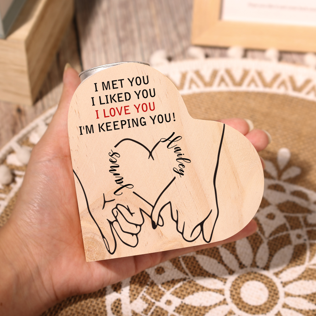 Personalised Couple Candle Holder Customised 2 Names Wooden Heart Candlesticks Valentine's Day Romantic Gifts For Husband/Wife-Jessemade AU