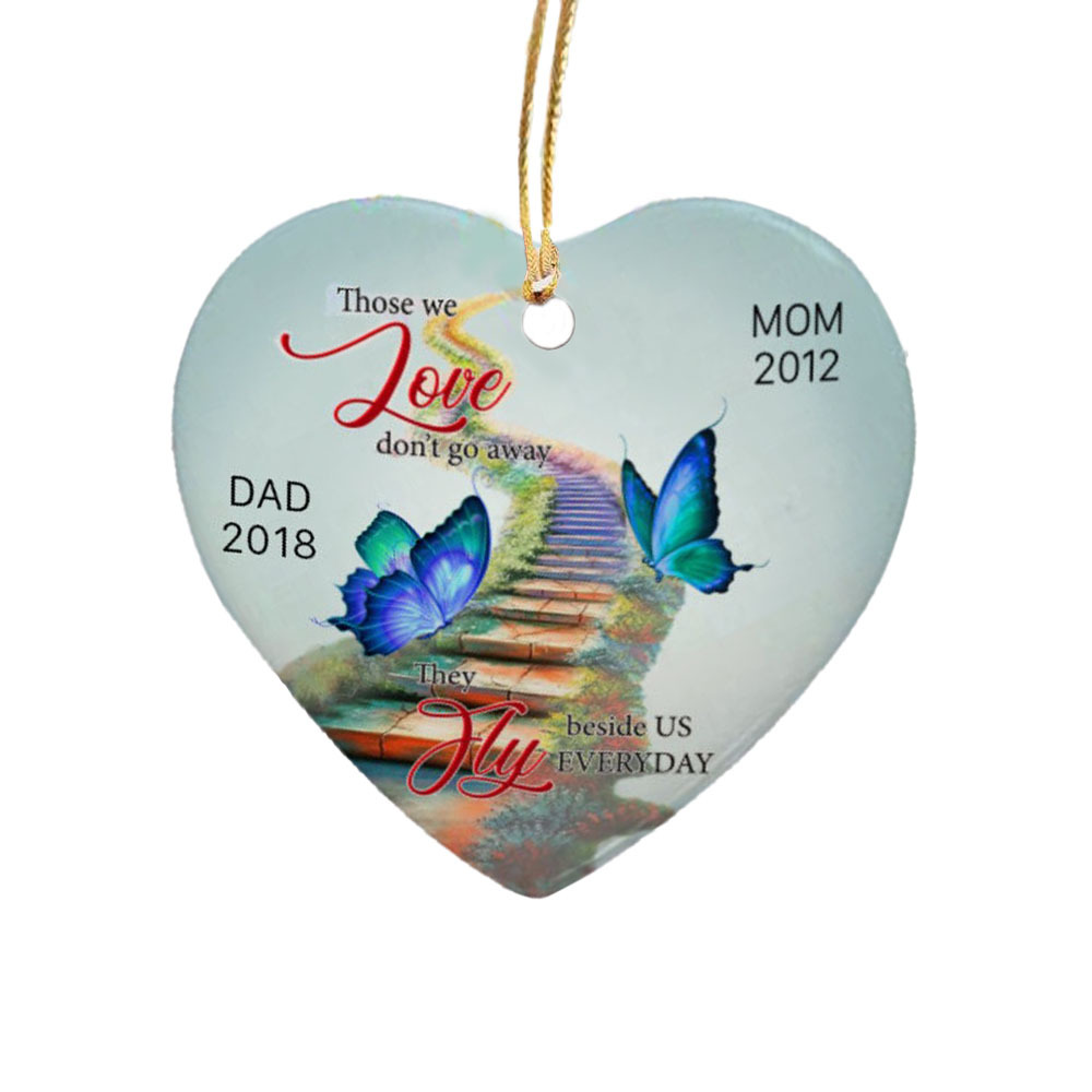 Personalised Heart Butterfly Ornament Custom Names Don't Go Away Memorial Ornament-Jessemade AU
