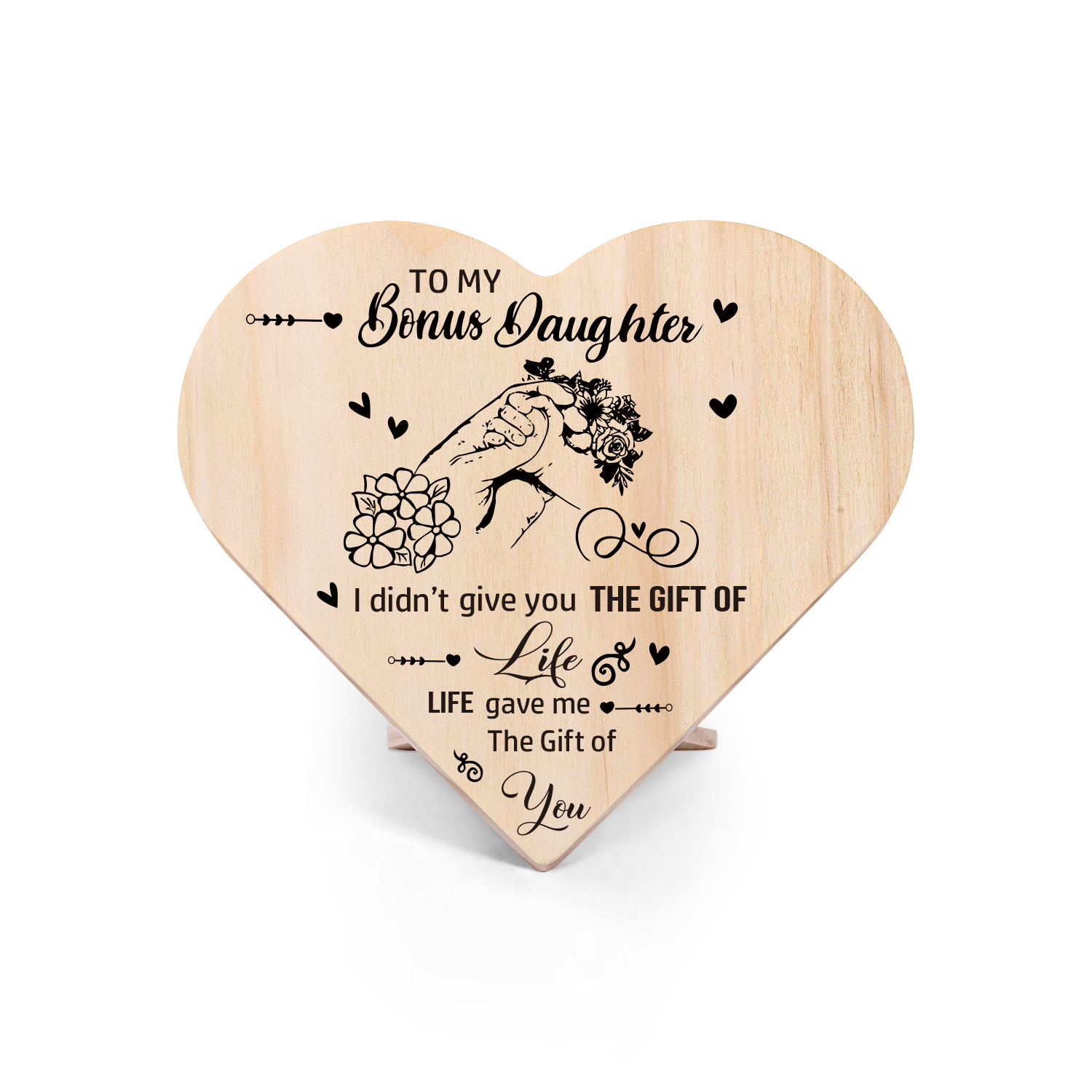 To My Daughter Life gave me The Gift of You Holding Hands Wooden Heart Keepsake Desktop Ornament-Jessemade AU