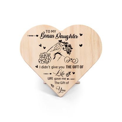 To My Daughter Life gave me The Gift of You Holding Hands Wooden Heart Keepsake Desktop Ornament-Jessemade AU