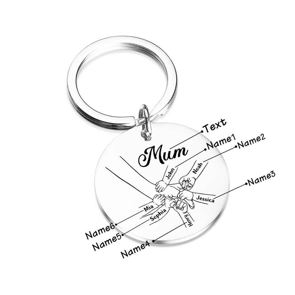 6 Names - Personalised Text Keychain Holding Hands Keychain Mother's Day Gifts For Grandma/Mother-Jessemade AU