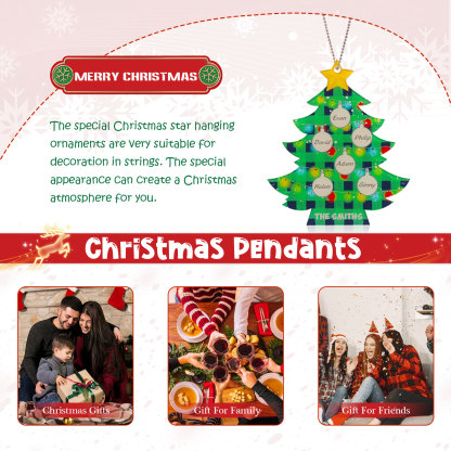 6 Names - Personalised Acrylic Christmas Tree Ornaments Customised Text & Name Xmas Pendant Gifts for Family Friends-Jessemade AU