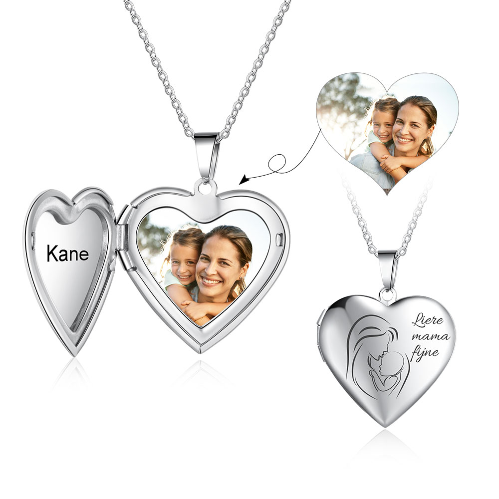 Personalised Heart Photo Locket Necklace Custom Photo Necklace Gifts For Her-Jessemade AU