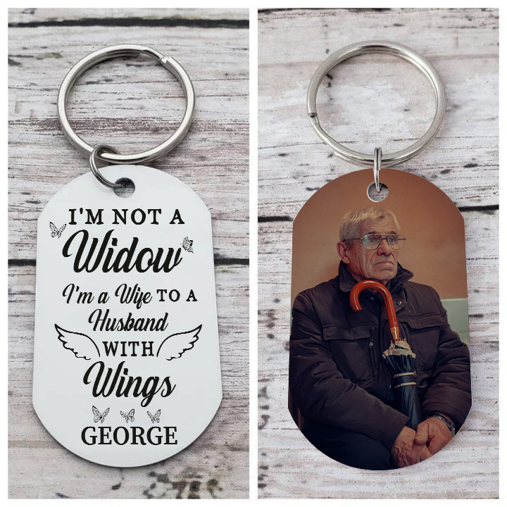 Memorial Photo Keychain Custom Name Keyring Personalised Keychains -  I'm Not A Widow, I'm A Wife To A Husband With Wings-Jessemade AU