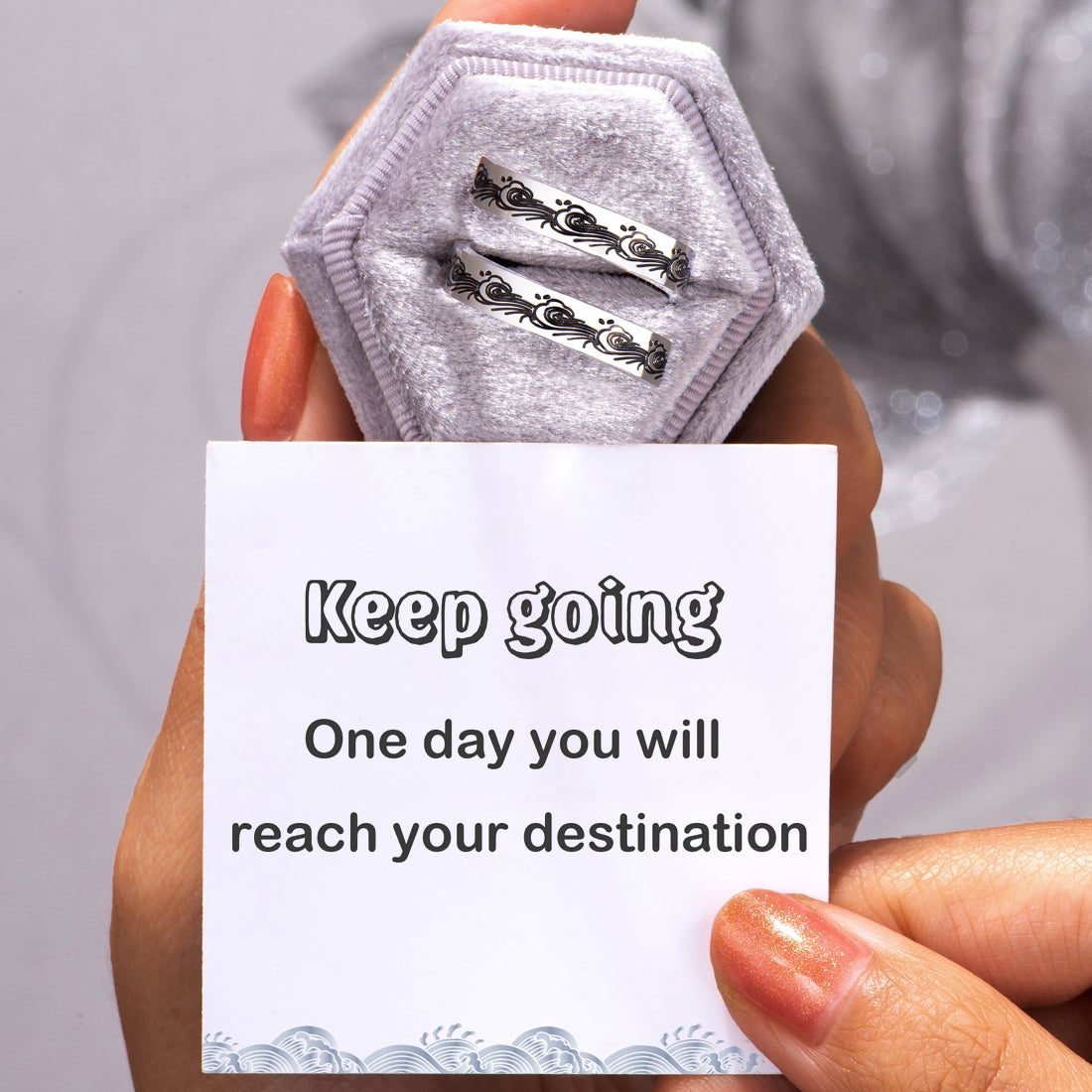 Keep Going, One Day You Will Reach Your Destination, Spiral Ring Adjustable Ring Gifts For Her-Jessemade AU
