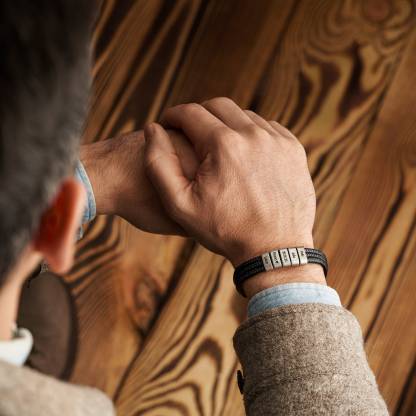 Personalised Braided Leather Bracelet Engraved 4 Names Men's Bracelet Gifts For Him-Jessemade AU