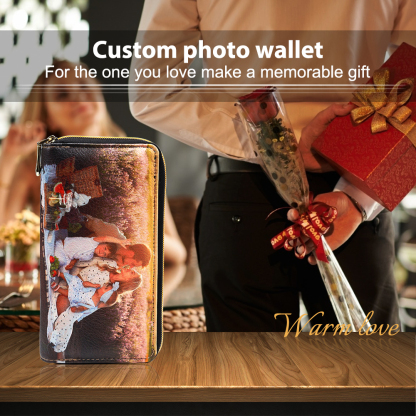 Personalised Photo Wallet Engraved Photo Long Purse Zip Wallet Gifts For Her-Jessemade AU