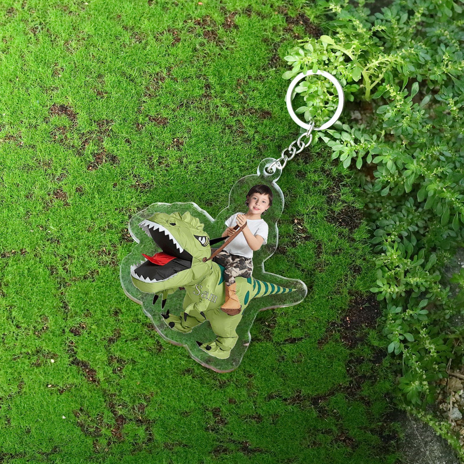 1 Name - Personalised Acrylic Dinosaur Keychain Customised Name & Photo Keychain Gift for Kids-Jessemade AU