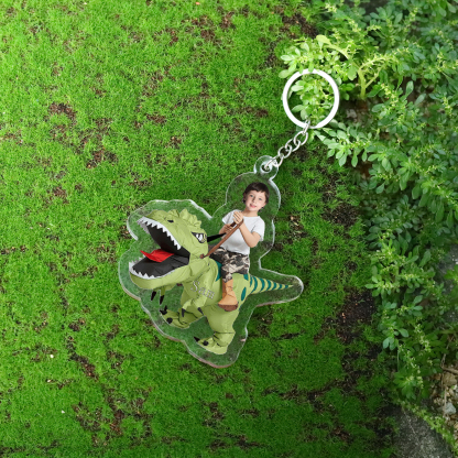 1 Name - Personalised Acrylic Dinosaur Keychain Customised Name & Photo Keychain Gift for Kids-Jessemade AU