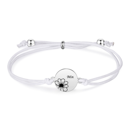 2 Pcs Bracelet Set Personalised Names & Birth Flowers Adjustable Bracelets with Message Card Back to School Gifts for Daughters-Jessemade AU