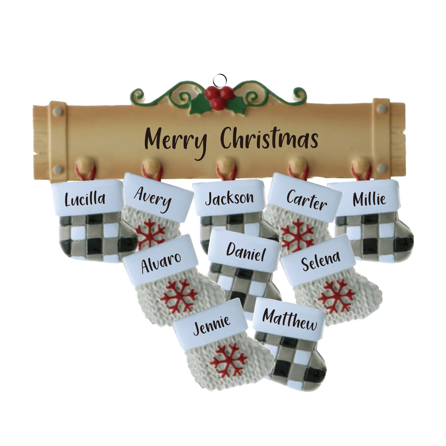 10 Names - Personalised Christmas Stockings Ornaments Customised Name & Text Christmas Decor Wooden Gifts for Family Friends-Jessemade AU