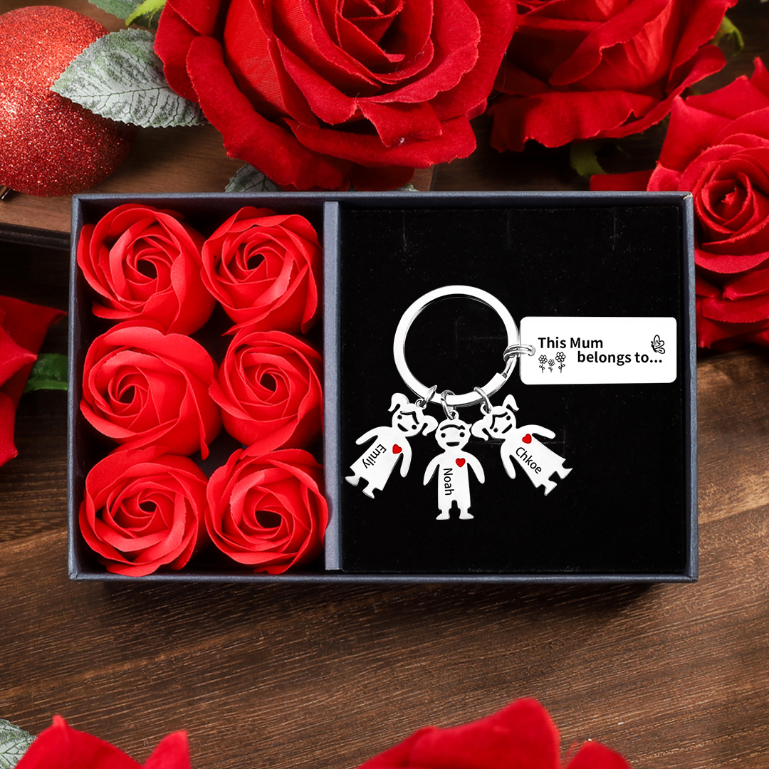 3 Names - Personalised Keychain with Kid Charms Engraved Names Keychain Mother's Day Gift for Mum/Nan-Jessemade AU