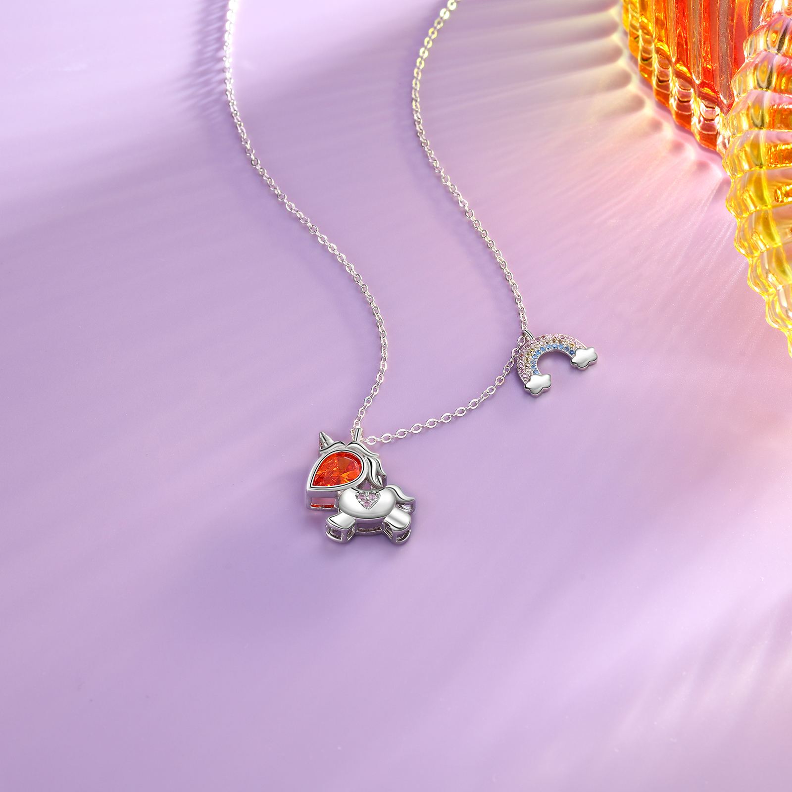 Special Love Unicorn Necklace With Birthstone Gifts For Her-Jessemade AU