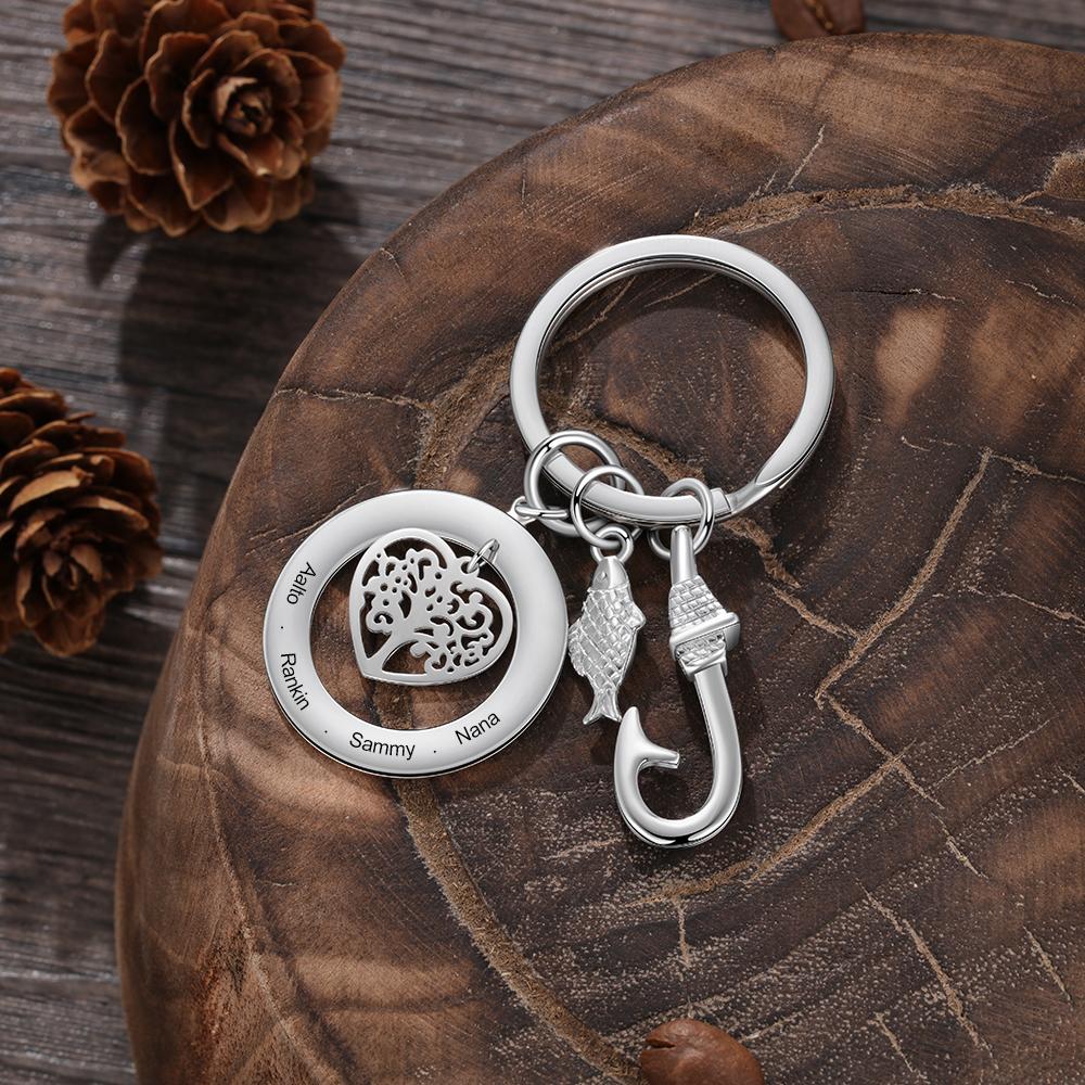 Personalised Family Tree Keychain Engraved 4 Names Gifts For Mother-Jessemade AU