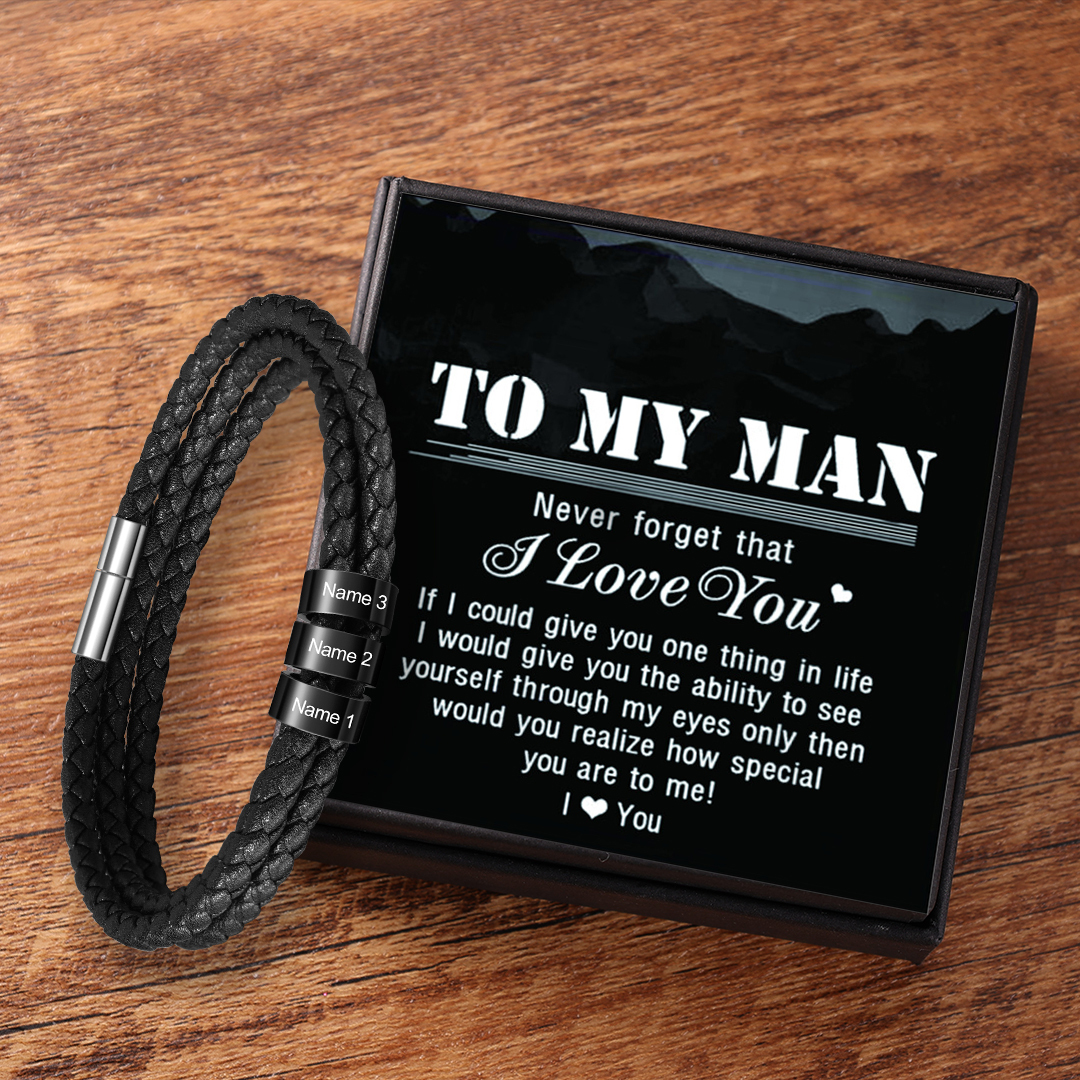 Men Braided Leather Bracelets with 1 Bead Bracelet Gifts for Him-Jessemade AU